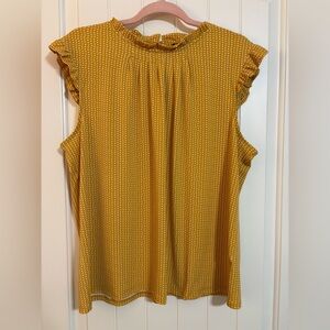 Adrianna Papell Mustard Polka Dot Blouse
